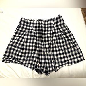 Zara Black and White Plaid Print High Waisted Shorts Size Medium